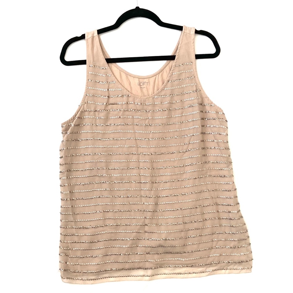 LOFT Sequin Beige Tank Size Extra Large XL